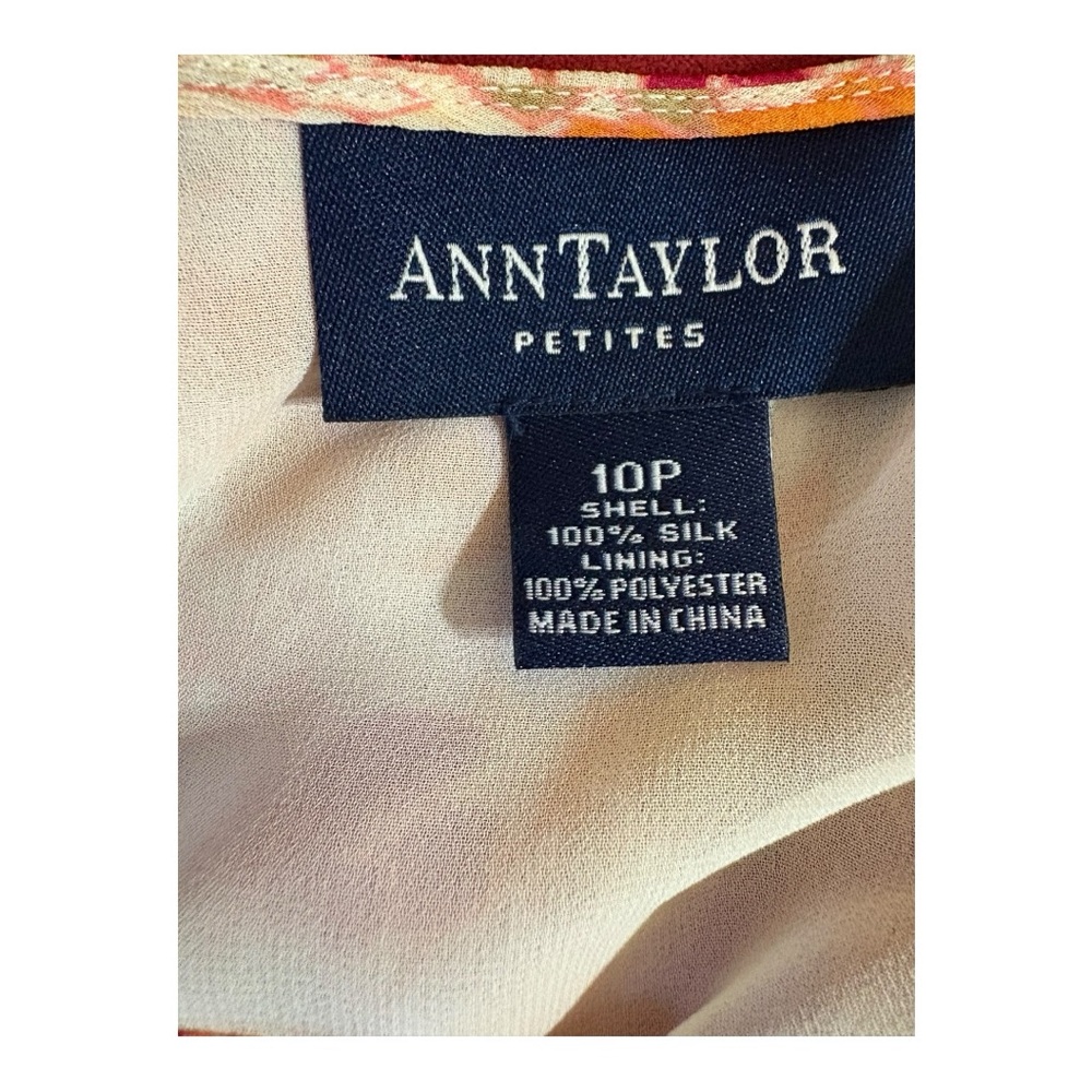 Ann Taylor top featuring a floral pattern with pink and orange colors. Size PM - Picture 7 of 8